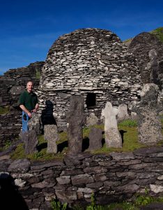 Professor Tom Heffernan at the Christian monastic site on Skelling Michael, off the coast of County Kerry, Ireland