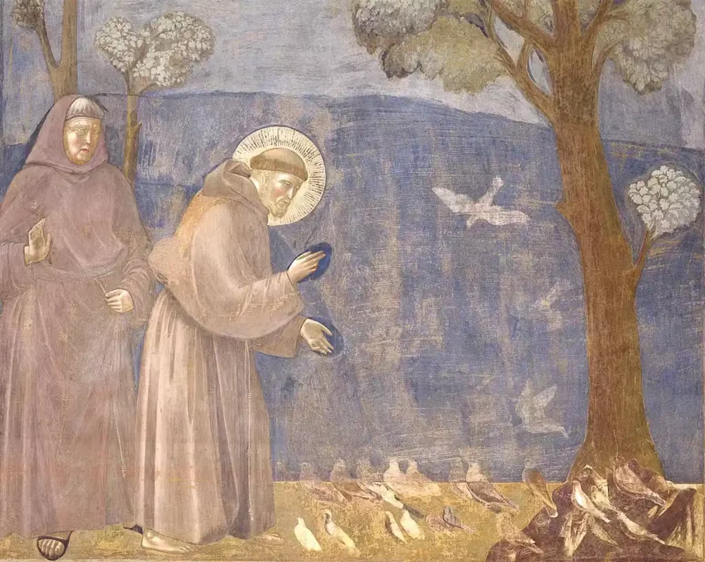 ‘Preaching to the Birds,’ by Giotto, 1297-1300. Antonio Quattrone/Electa/Mondadori Portfolio via Getty Images
